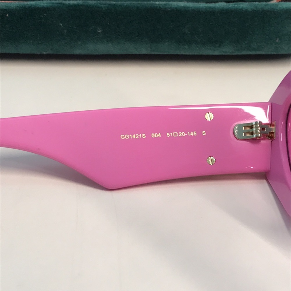 New Authentic ✨ Authentic Gucci GG1421S 004 Sunglasses – Pink Geometric Cat-Eye - Picture 9 of 14